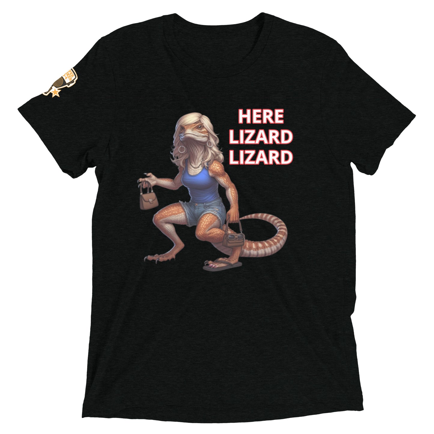 Unisex Solid Black T-shirt | HERE LIZARD TEE | SuperTruker10-4
